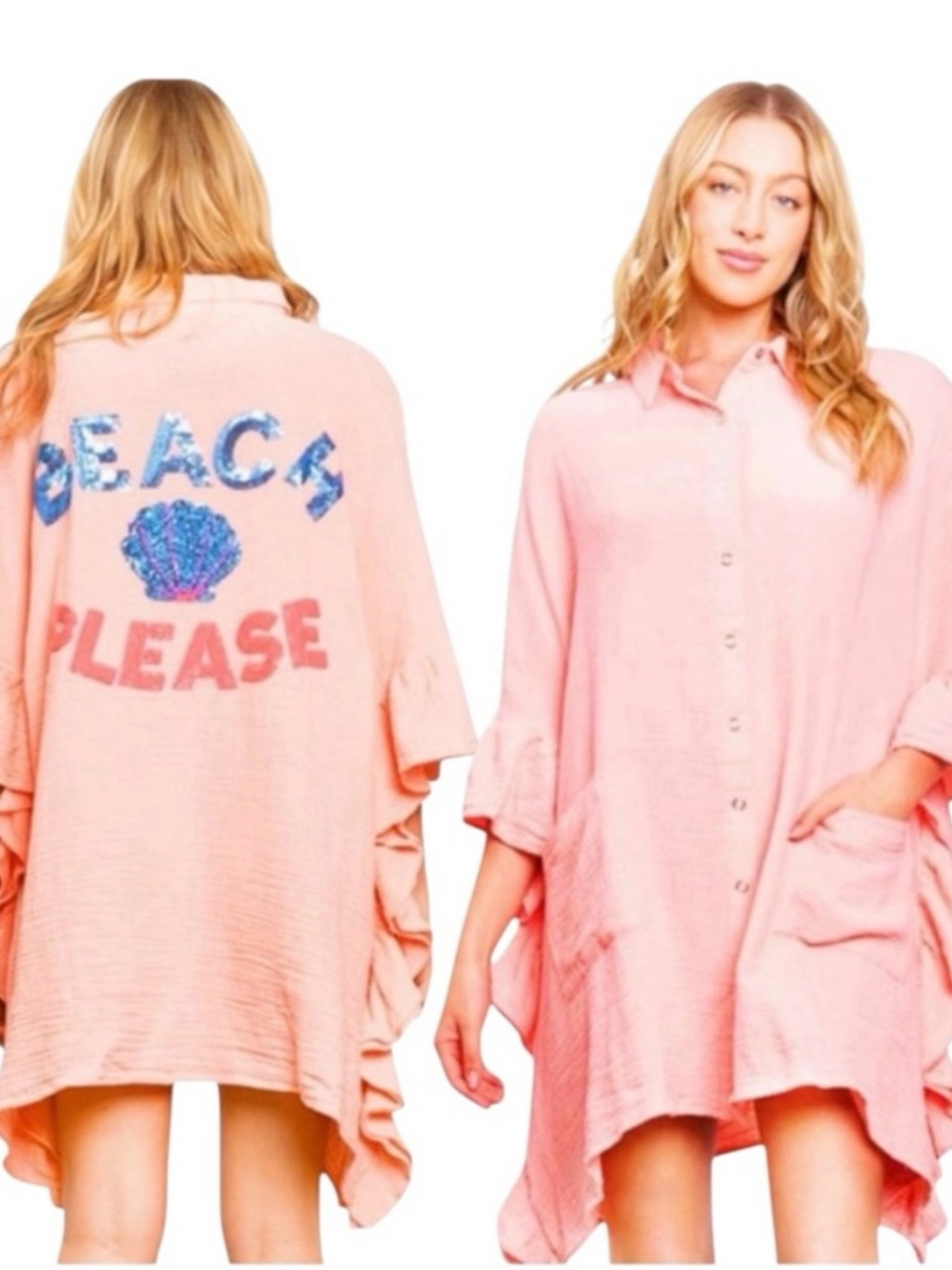 Blue Velvet Button Down Shirt/Cover-Up
